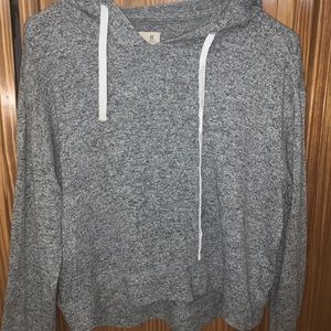 gray HOLLISTER cropped long-sleeve with hood